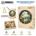 3D Cave Jurassic wooden jigsaw puzzle with box and pieces, promoting focus and creativity in a fun, eco-friendly design.