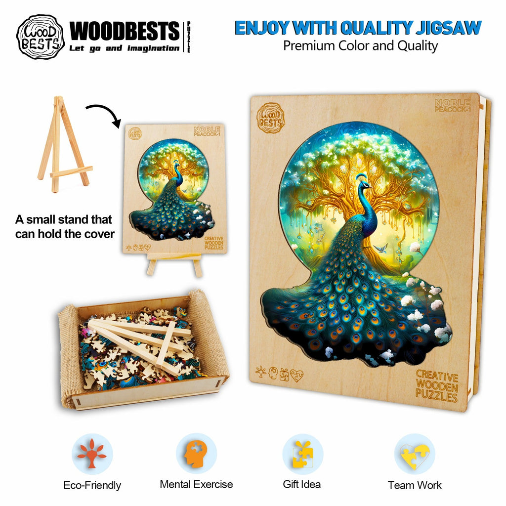Noble Peacock-1 Wooden Jigsaw Puzzle