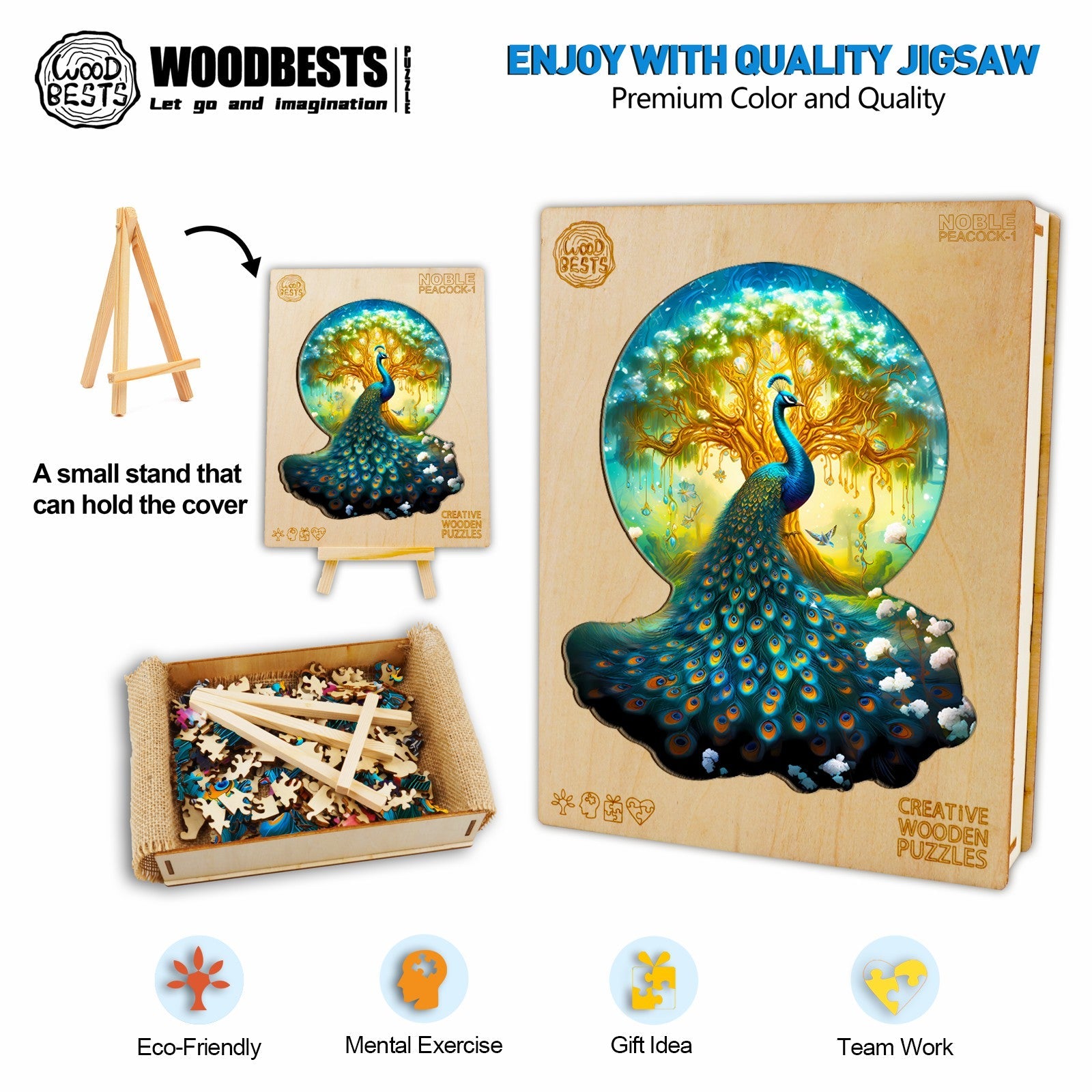 Noble Peacock-1 Wooden Jigsaw Puzzle