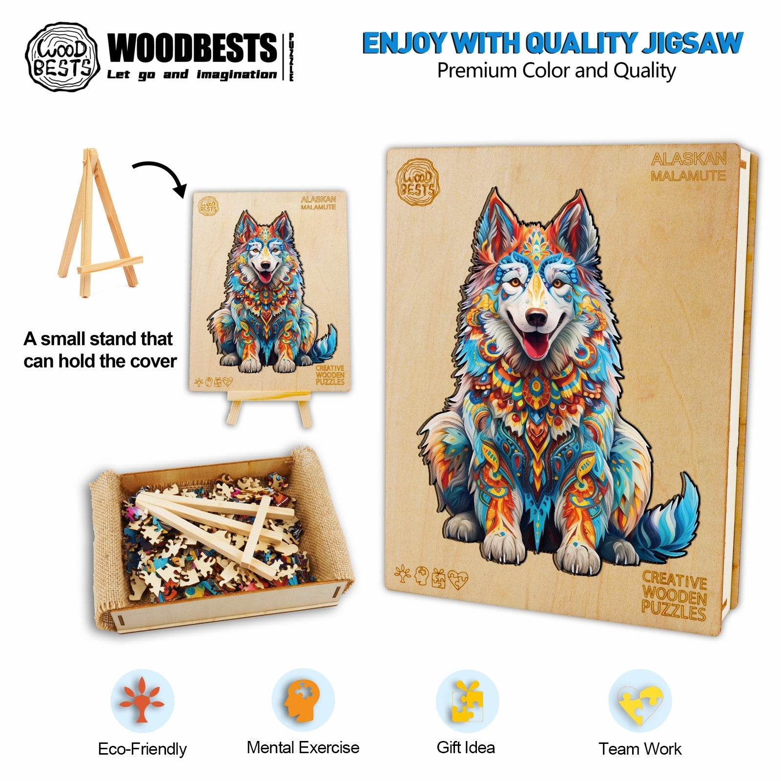 Alaskan Malamute Wooden Jigsaw Puzzle