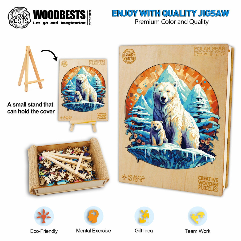 Polor Bear Family-2 Wooden Jigsaw Puzzle