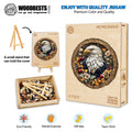 Retro Eagle wooden jigsaw puzzle box with stand, featuring vibrant artwork and eco-friendly design for mental exercise.