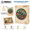 Paper Chameleon wooden jigsaw puzzle with vibrant colors, eco-friendly material, and ideal for mind exercises and teamwork.