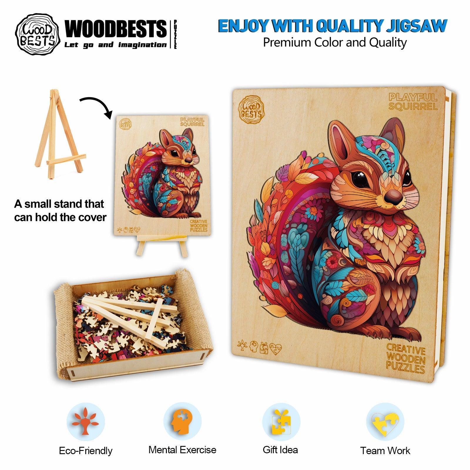 Playful Squirrel Wooden Jigsaw Puzzle