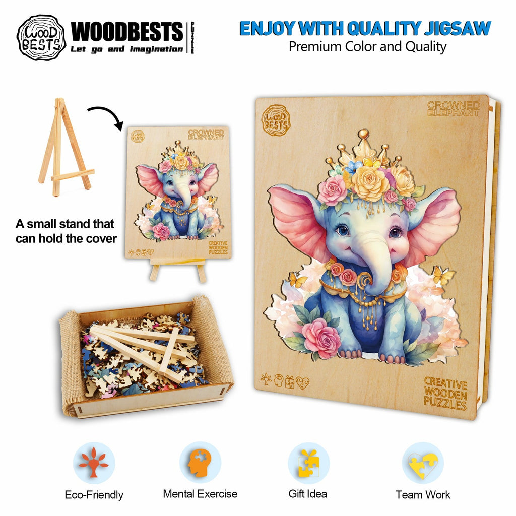 Crowned Elephant Wooden Jigsaw Puzzle
