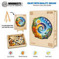 Seasons of Life wooden jigsaw puzzle with vibrant colors, eco-friendly design, and focus on mental exercise and teamwork.