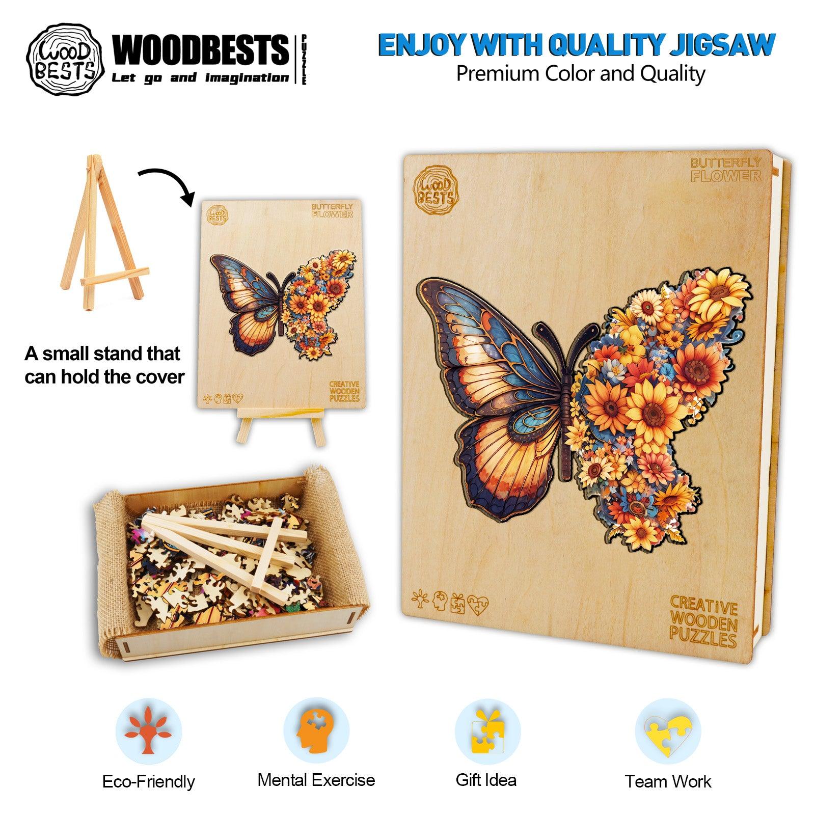 Butterfly Flower Wooden Jigsaw Puzzle