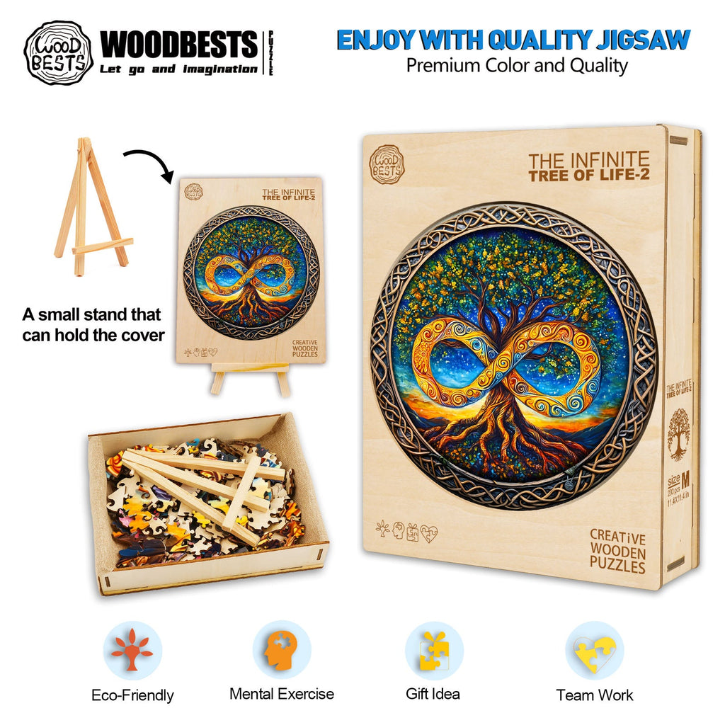 The Infinite Tree of Life-2 wooden jigsaw puzzle with vibrant colors, eco-friendly design, perfect for mental exercise and teamwork.