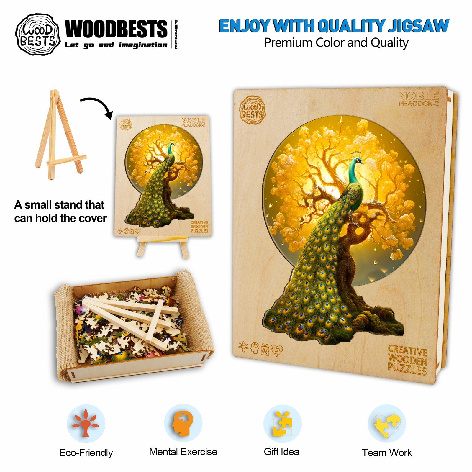 Noble Peacock-2 Wooden Jigsaw Puzzle
