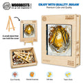 3D Silent Forest wooden jigsaw puzzle box and pieces, eco-friendly gift for mental exercise and team work.