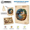 3D White Eagle-2 Wooden Jigsaw Puzzle with colorful artwork, eco-friendly materials, and box featuring stand for display.