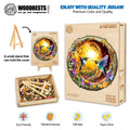3D Hummingbird in the Cave-2 wooden jigsaw puzzle showcasing vibrant artwork and eco-friendly materials.