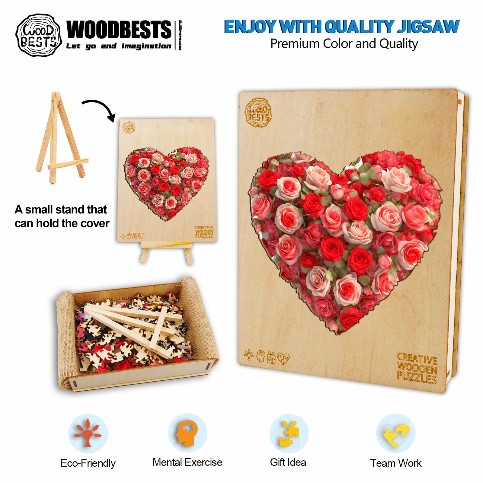 Flower Heart Wooden Jigsaw Puzzle