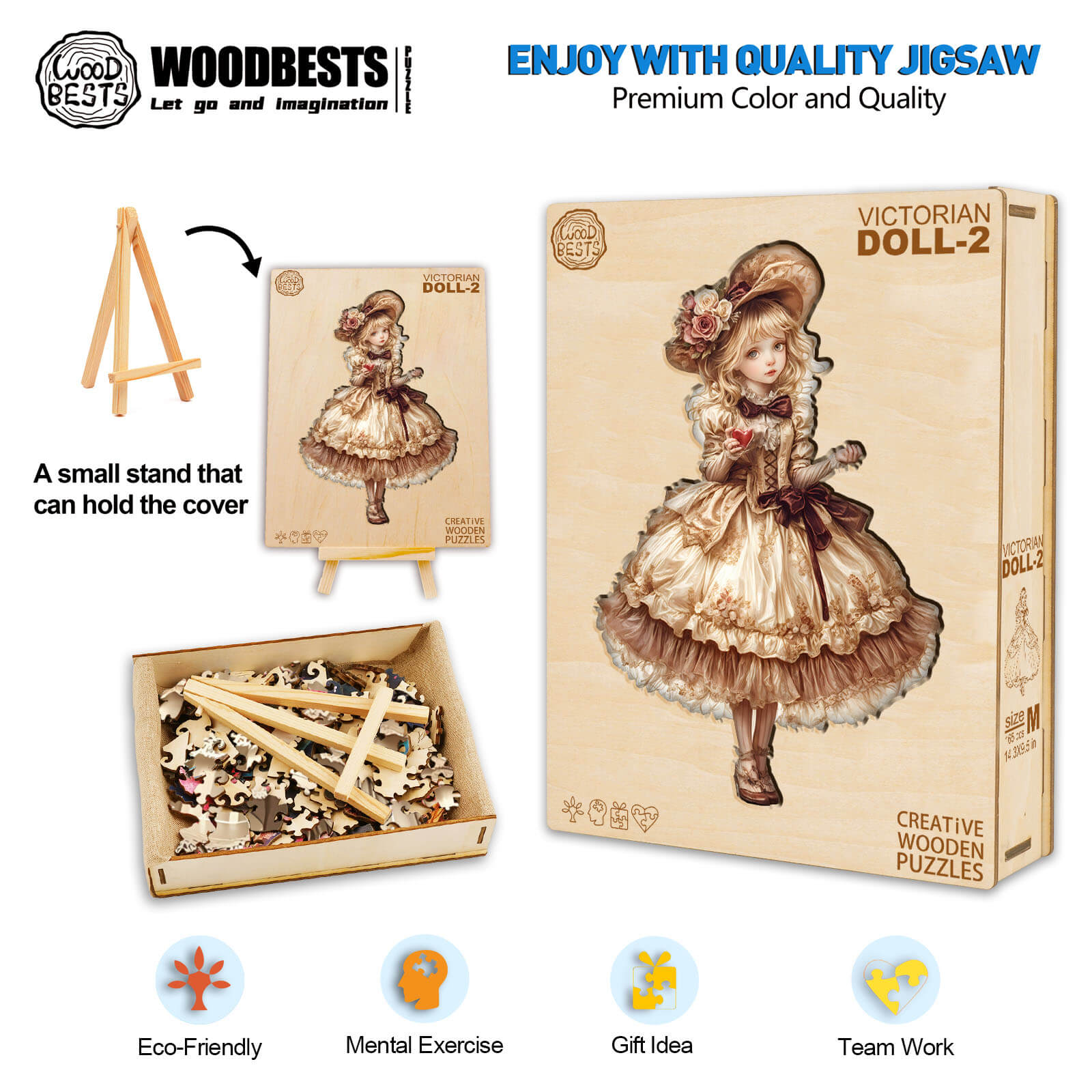 Victorian Doll-2 wooden jigsaw puzzle with eco-friendly materials, supports mental exercise and teamwork.