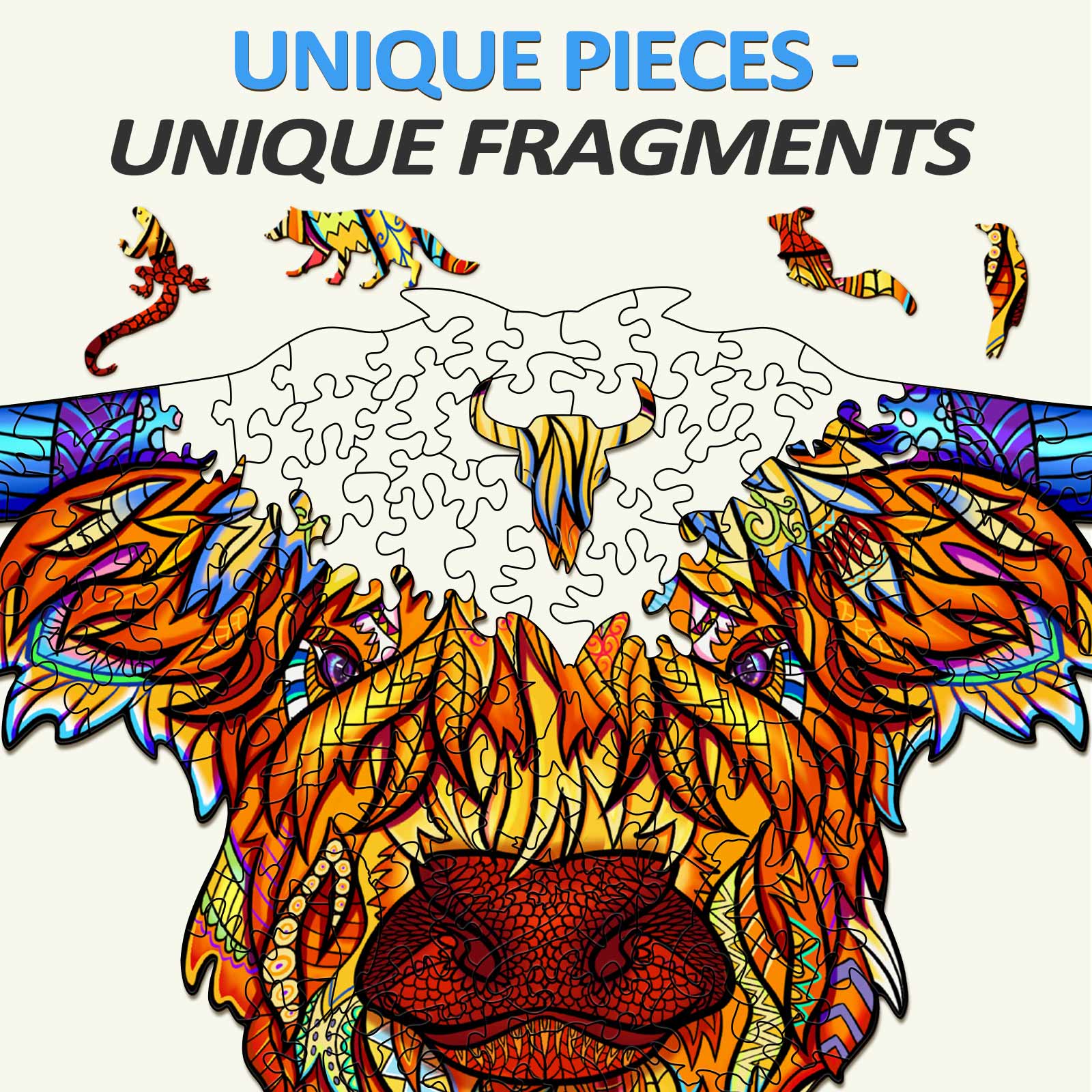 Highland Cattle Wooden Jigsaw Puzzle