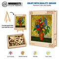 Vase with Delphiniums jigsaw puzzle by artist Nicholas John VARDAXIS, featuring colorful floral art and eco-friendly materials.