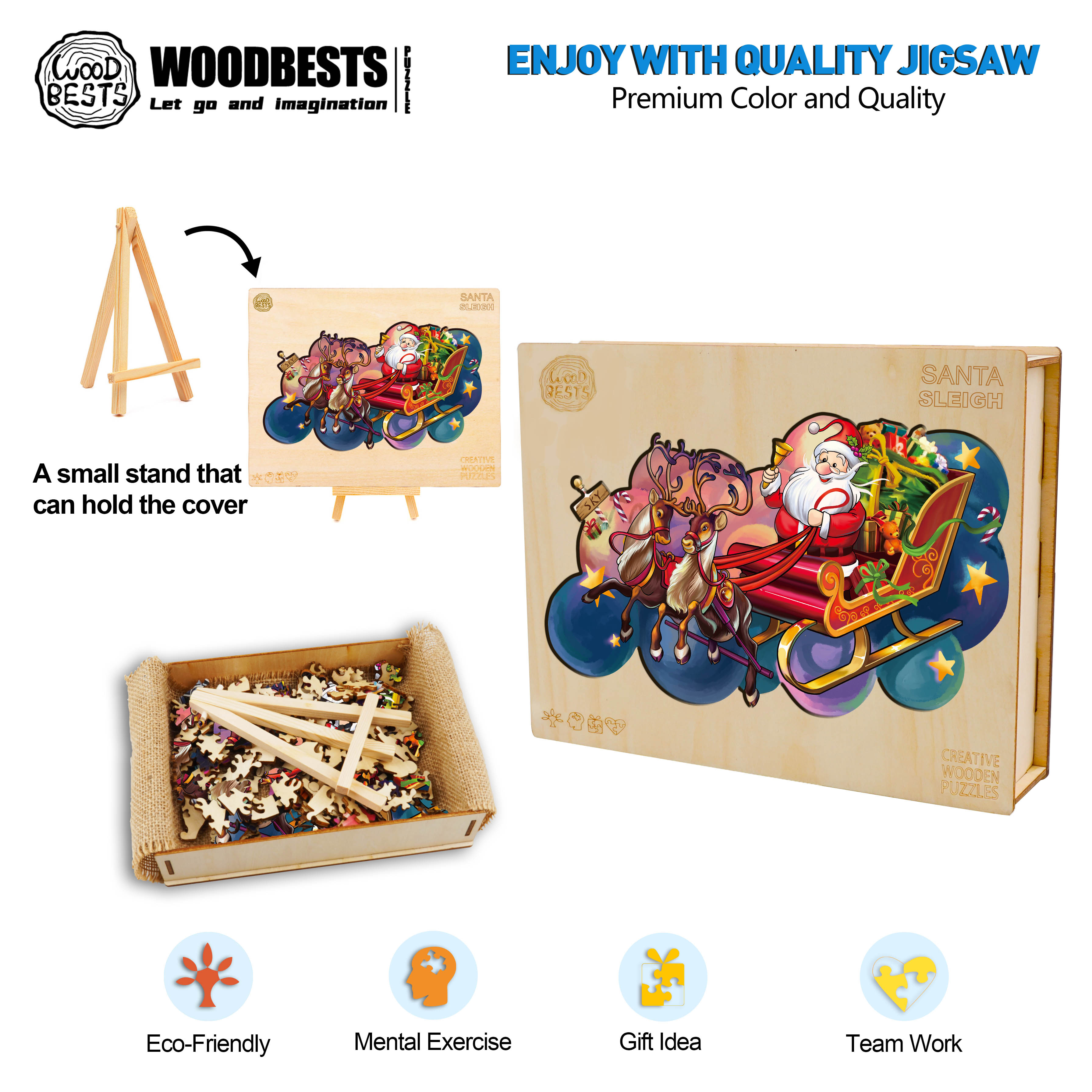 Santa Sleigh Wooden Jigsaw Puzzle