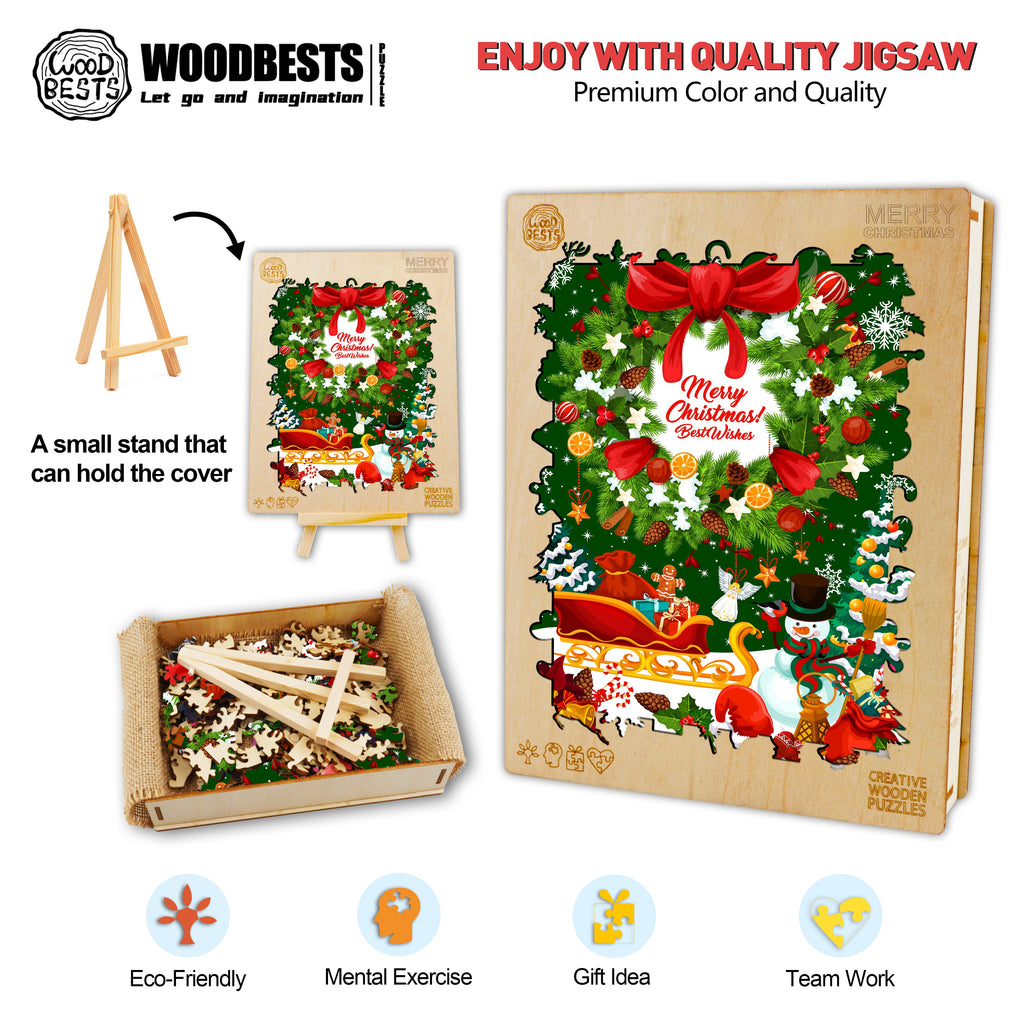 Merry Christmas Wooden Jigsaw Puzzle