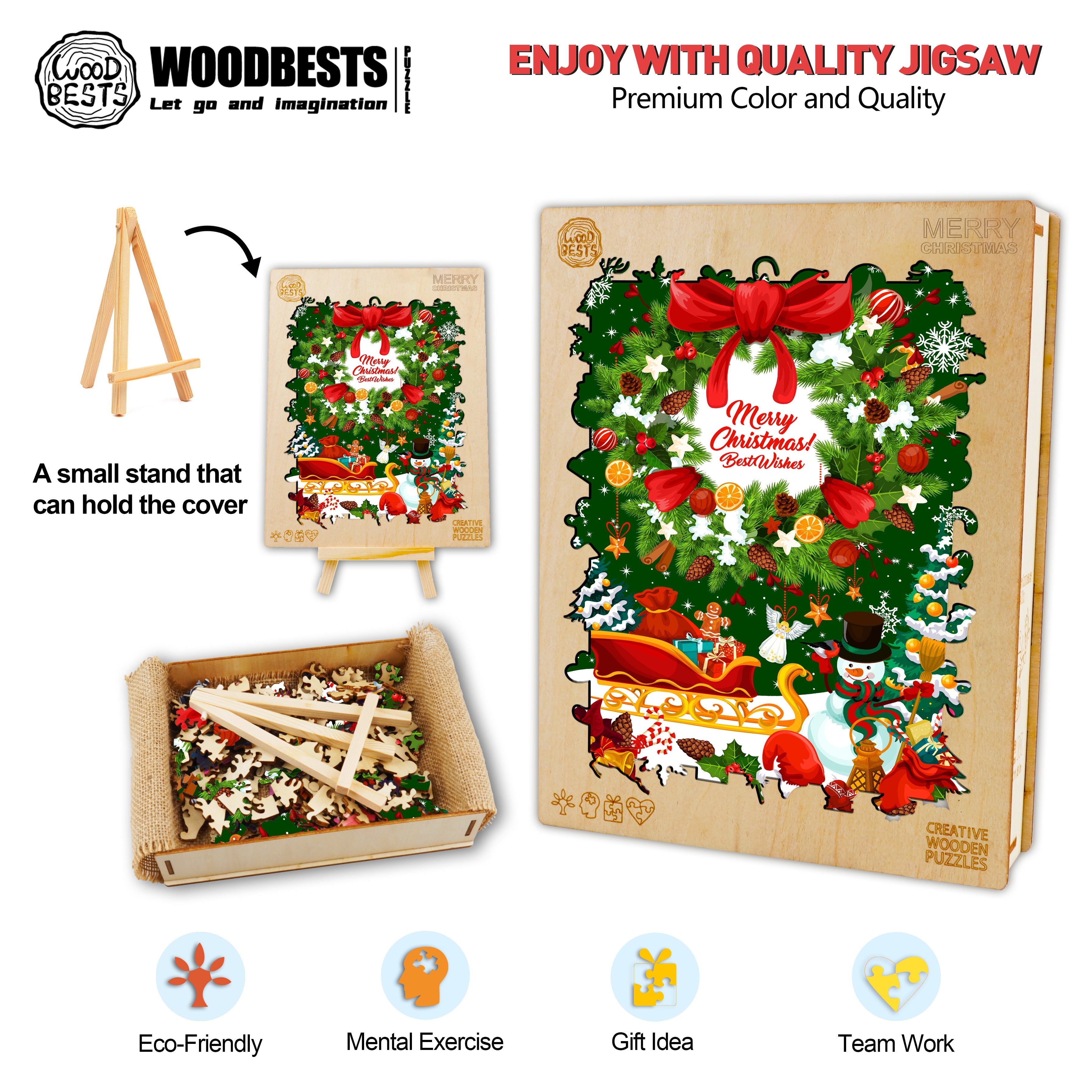 Merry Christmas Wooden Jigsaw Puzzle