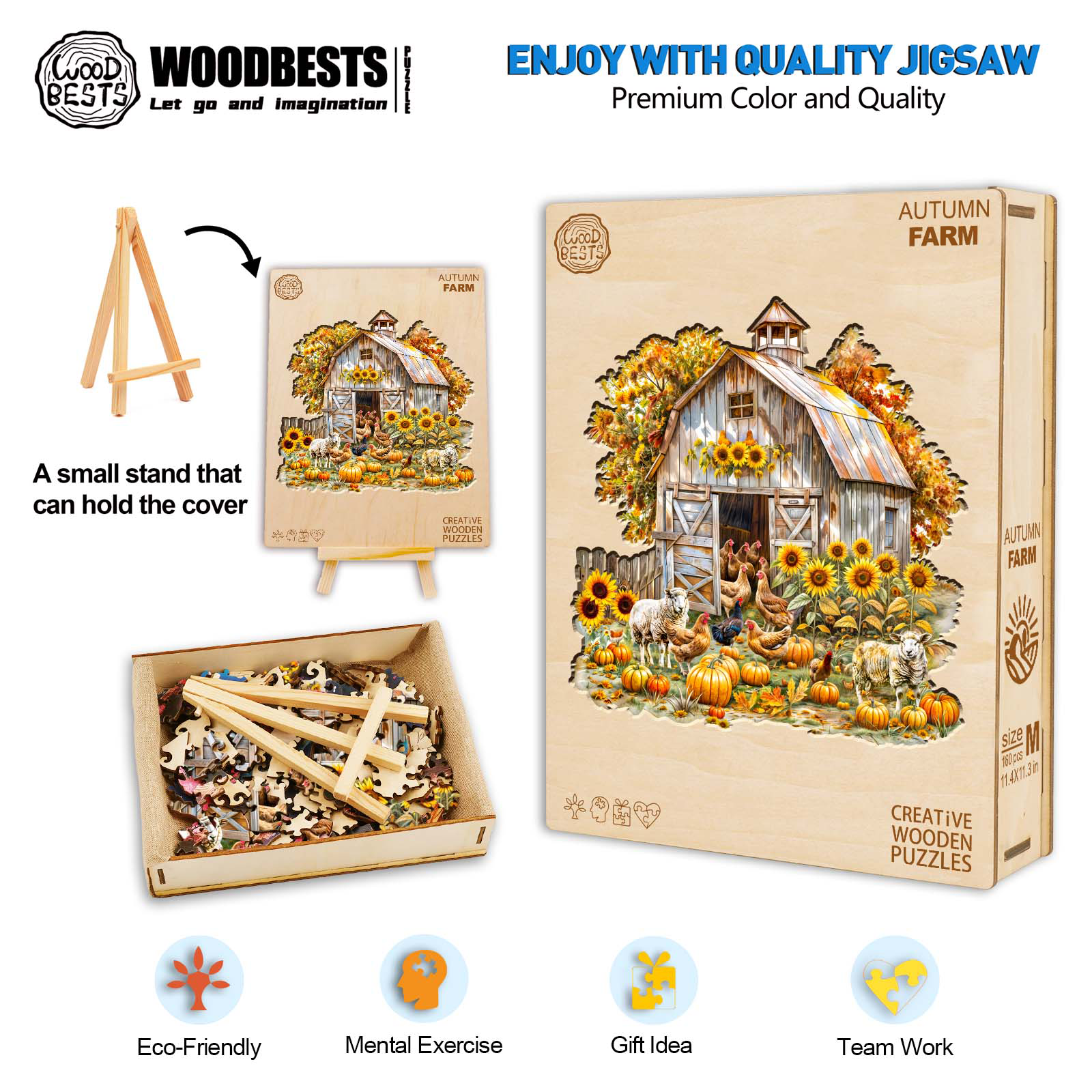 Autumn Farm wooden jigsaw puzzle with eco-friendly materials, perfect for mental exercise and teamwork.
