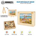 Quality jigsaw puzzle by Woodbest showcasing a colorful seaside scene, eco-friendly and perfect for mental exercise.