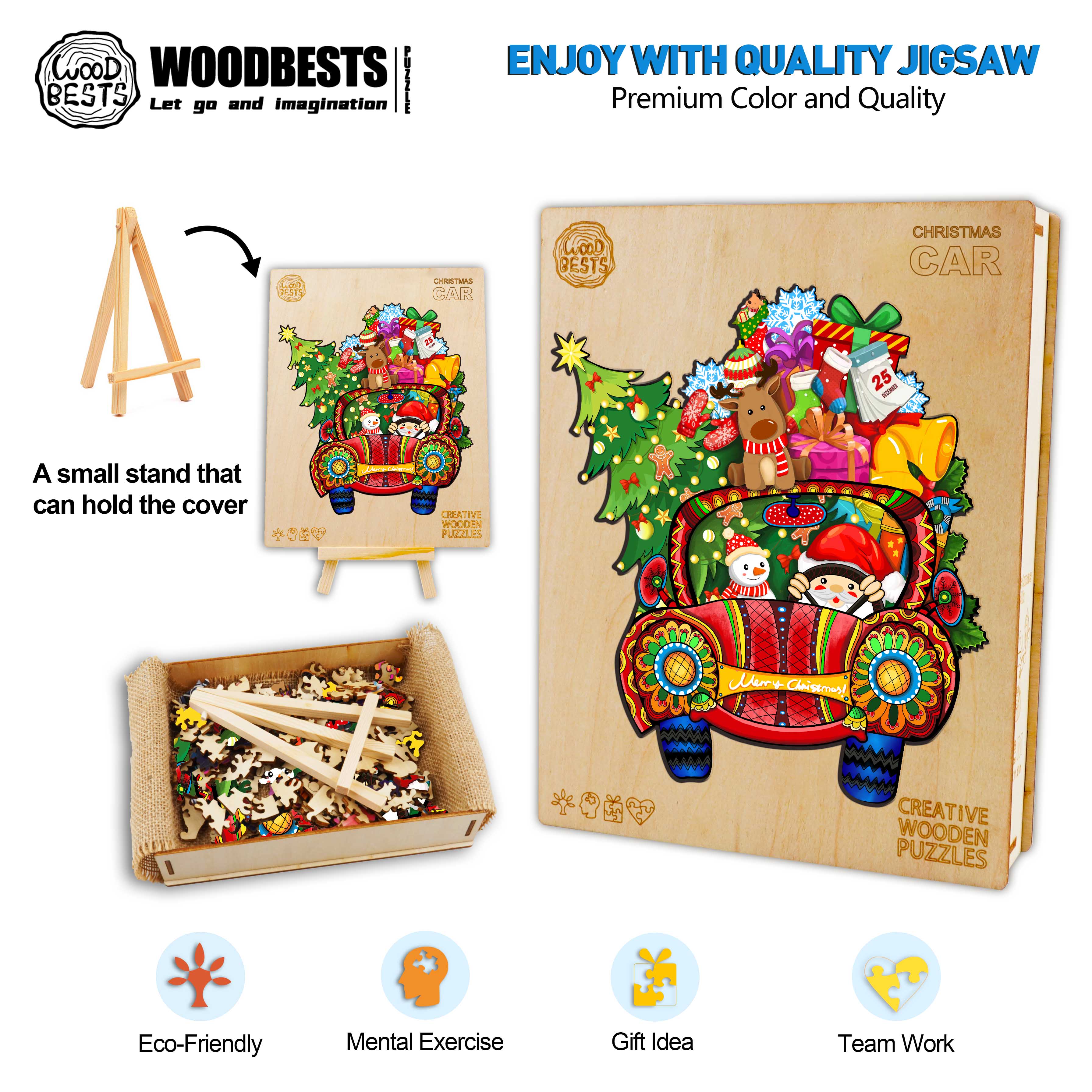 Christmas Car Wooden Jigsaw Puzzle