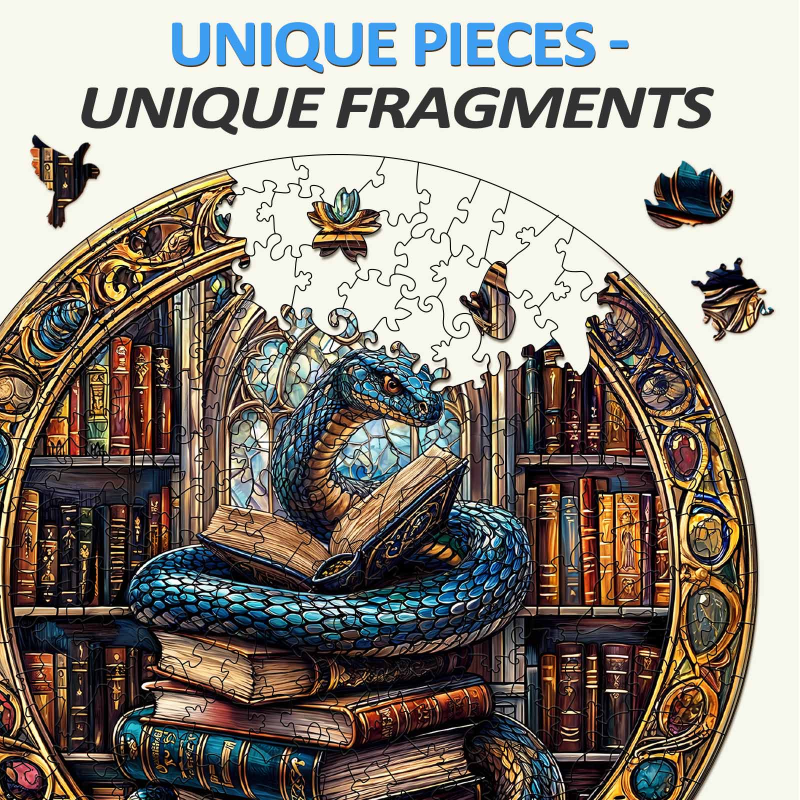Magic Library Snake Wooden Jigsaw Puzzle