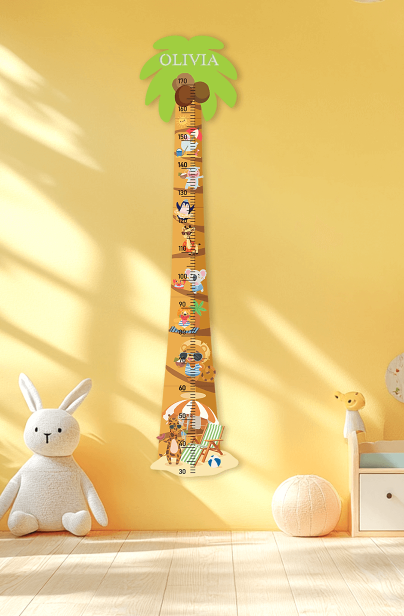 Personalized Wooden Coconut Palm Beach Growth Chart Ruler