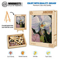 Wooden jigsaw puzzle featuring Orchid artwork by Marianne K Palmer, showcasing premium quality and eco-friendly design.