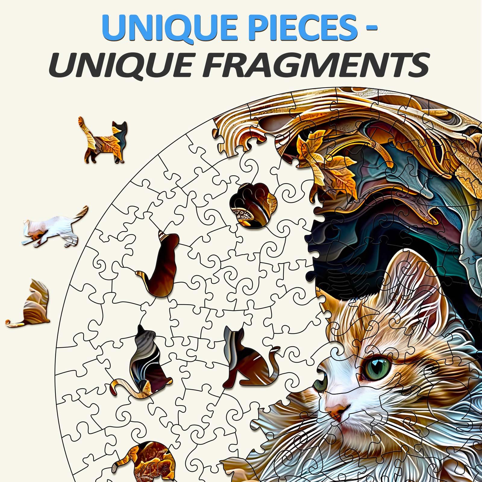 Cat In Cave Wooden Jigsaw Puzzle