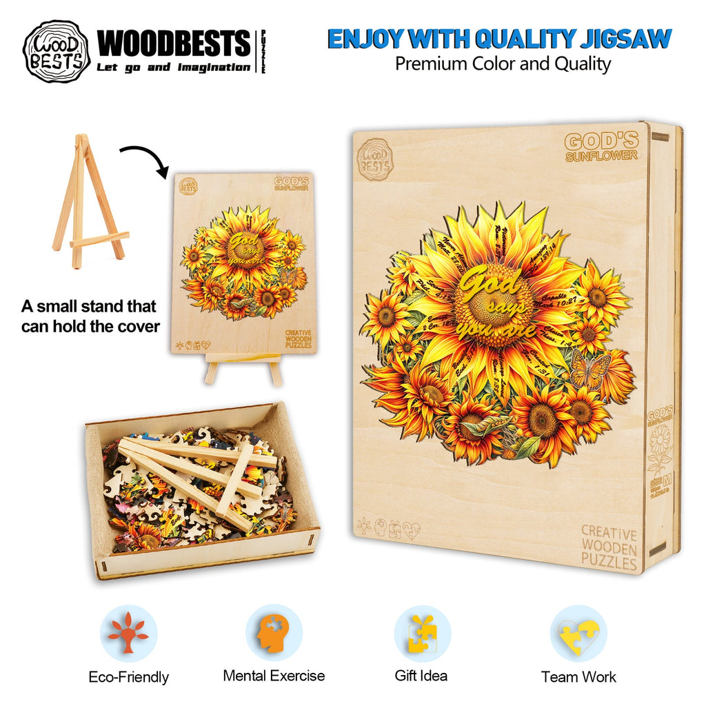 God's sunflower Wooden Jigsaw Puzzle