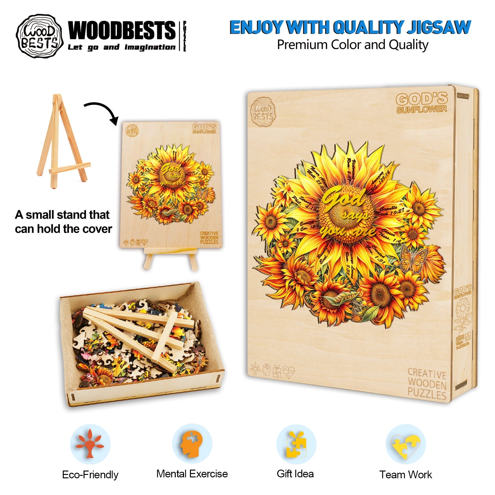 God's sunflower Wooden Jigsaw Puzzle