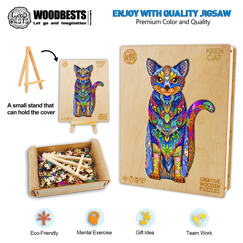 Keen Cat Wooden Jigsaw Puzzle