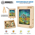 Mountains and Stars jigsaw puzzle by artist Kathryn Fedora, eco-friendly, creative wooden puzzle, premium quality and color.