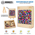 Swirl Wall jigsaw puzzle by Erin Desjardine featuring colorful wooden pieces, eco-friendly and perfect for teamwork.