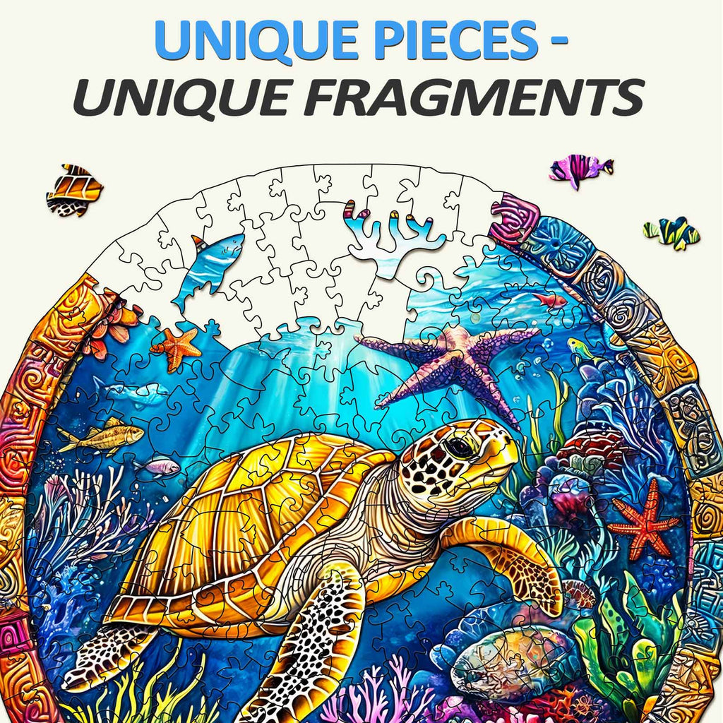 Retro Turtle Wooden Jigsaw Puzzle