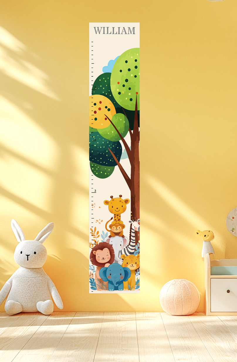 Personalized Wooden Jungle Animal Growth Chart Ruler