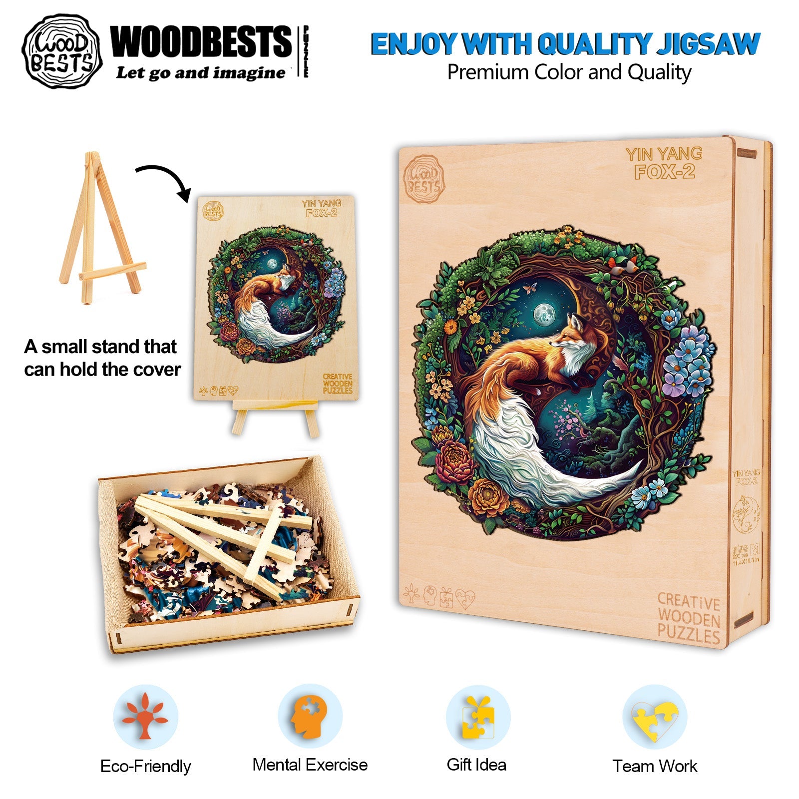 Yin Yang Fox-2 Wooden Jigsaw Puzzle