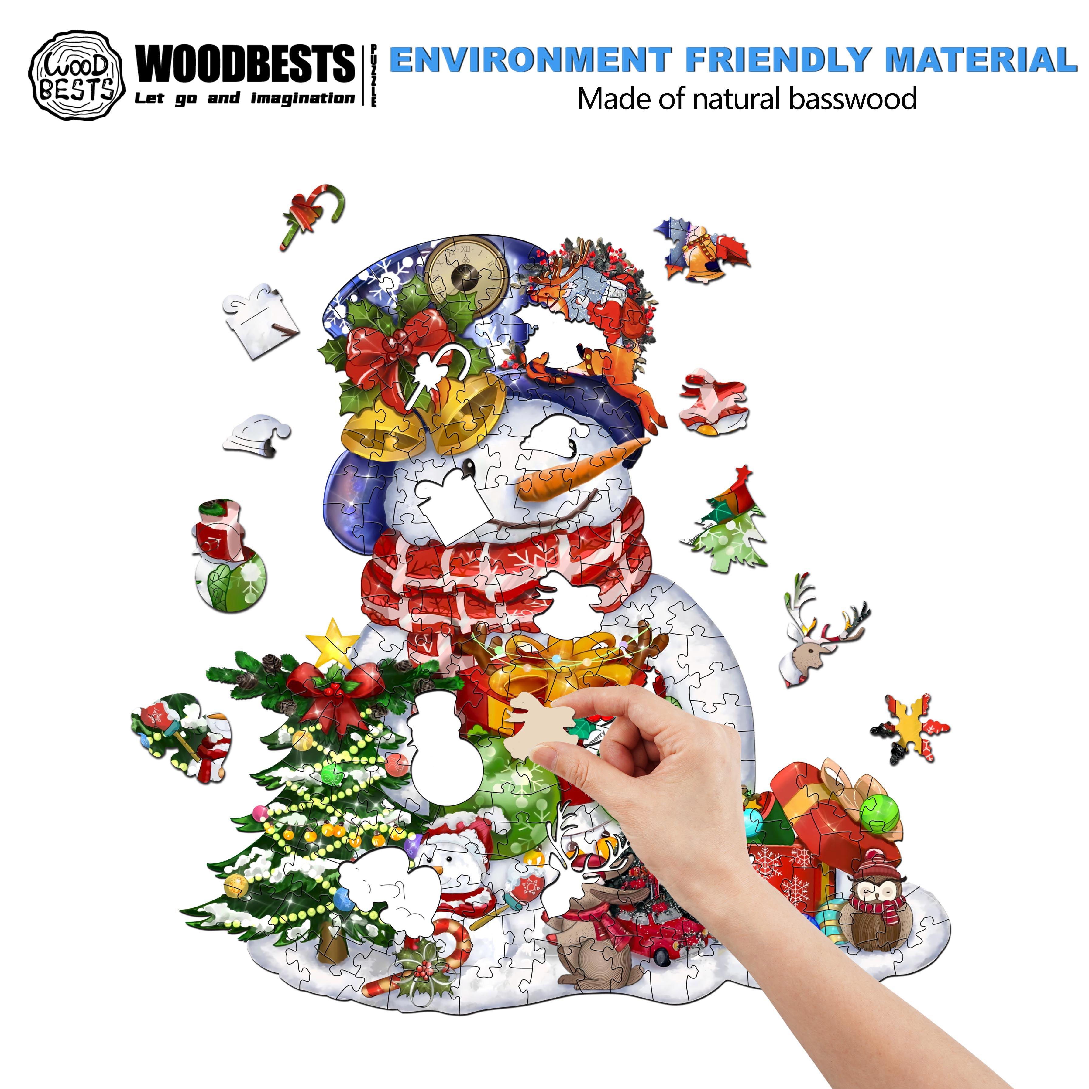 Christmas Snowman Wooden Jigsaw Puzzle