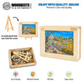 Woodbest jigsaw puzzle with vibrant artwork and eco-friendly packaging for mental exercise and teamwork.