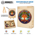 Stained Glass Tree of Life wooden puzzle with vibrant colors and eco-friendly materials, enhancing focus and teamwork.