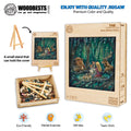The Storyteller jigsaw puzzle by Kathryn Fedora, featuring vibrant woodland art, eco-friendly materials, and imaginative design.