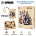 American Shorthair wooden jigsaw puzzle featuring a colorful cat design, promoting mental exercise and eco-friendliness.
