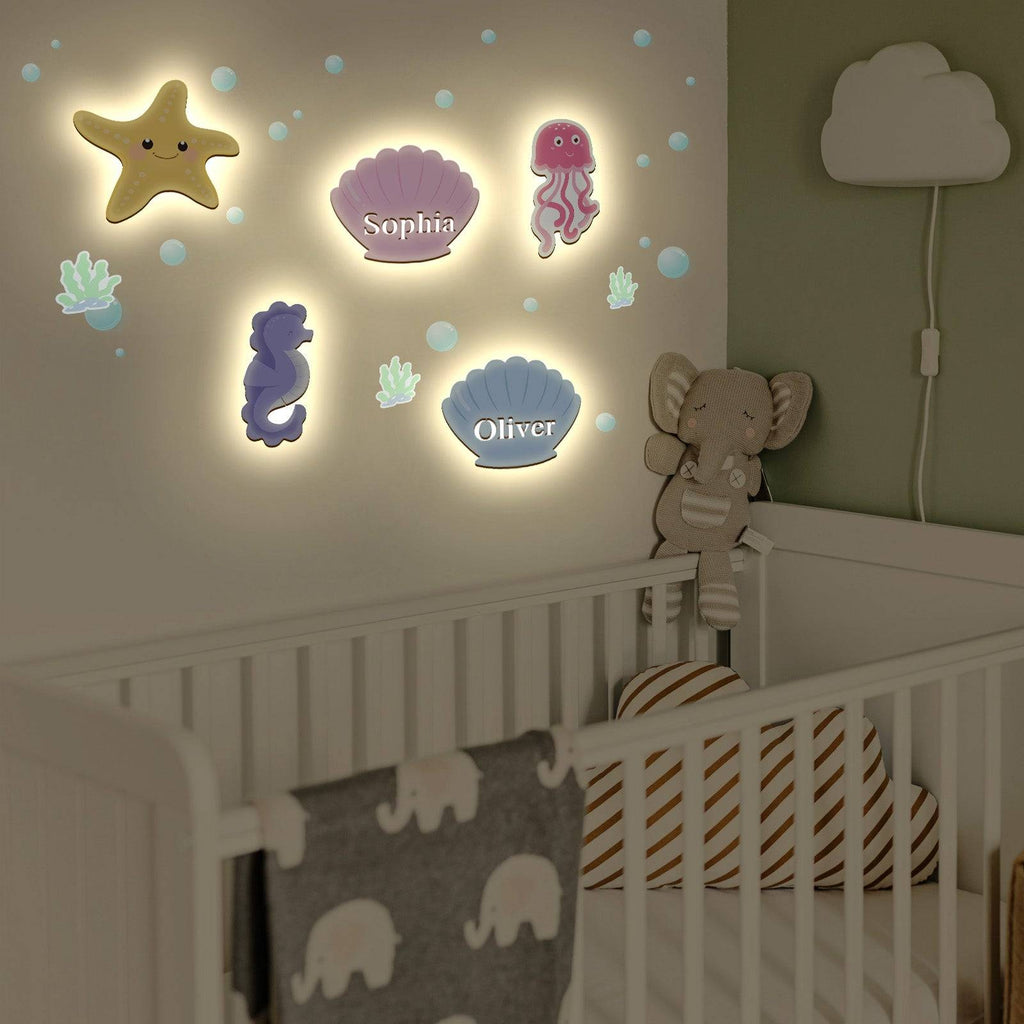 Personalized  Baby's Room Wall Light Marine Theme Set