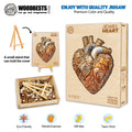 3D Jewel Heart Wooden Jigsaw Puzzle with stand, eco-friendly, perfect for mental exercise and gift ideas, promotes teamwork.