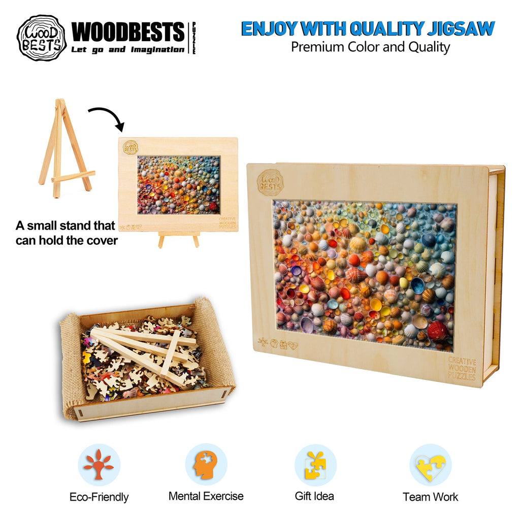 Colorful Seashells Wooden Jigsaw Puzzle