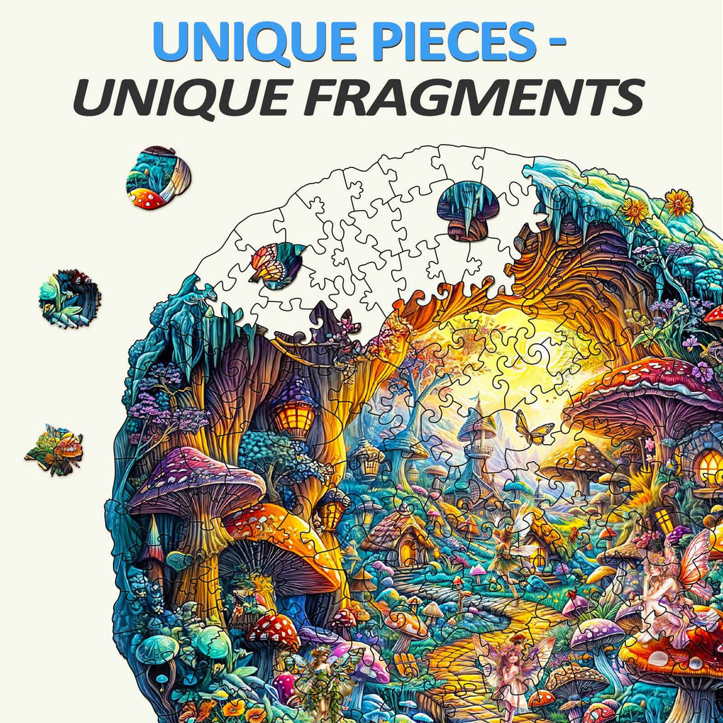 3D Mushroom Village Wooden Jigsaw Puzzle