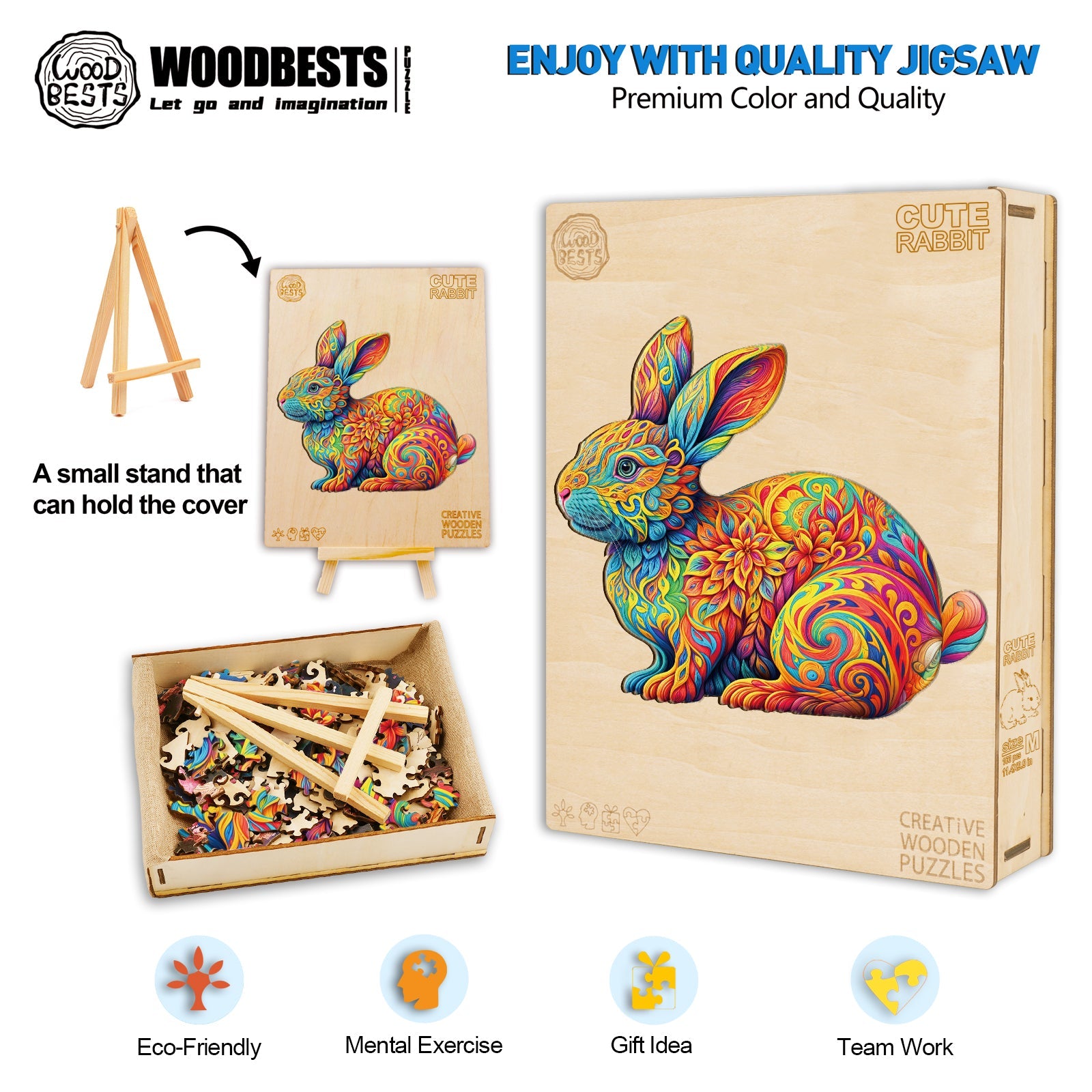 Cute Rabbit Wooden Jigsaw Puzzle