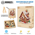 Christmas Gingerbread House wooden jigsaw puzzle set, eco-friendly, mental exercise, perfect gift for puzzle lovers.