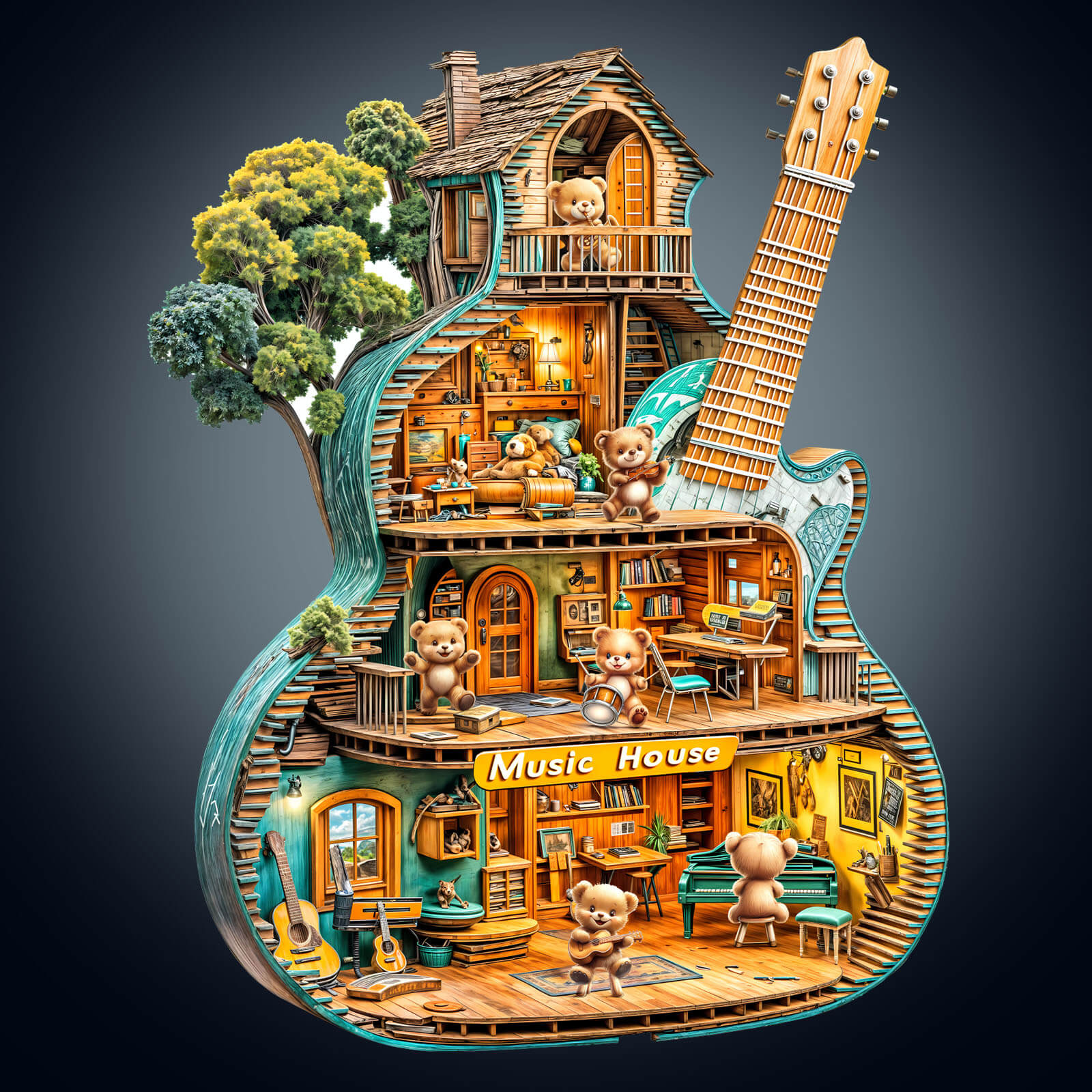 Music House-1 Wooden Jigsaw Puzzle